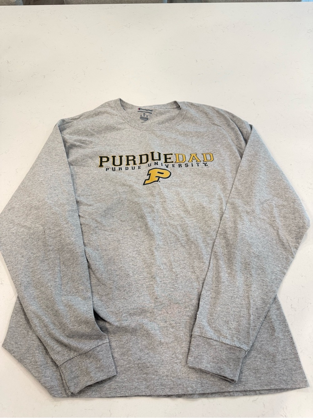 Champion Purdue Dad Long-Sleeve Shirt - Gray with Gold Logo